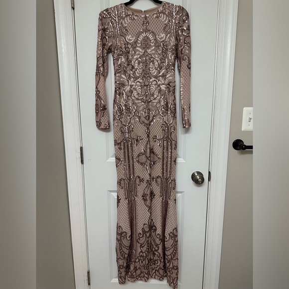 Stunning Betsy & Adam Pink Gown with Beautiful Sequin Embellishment - Picture 2 of 4